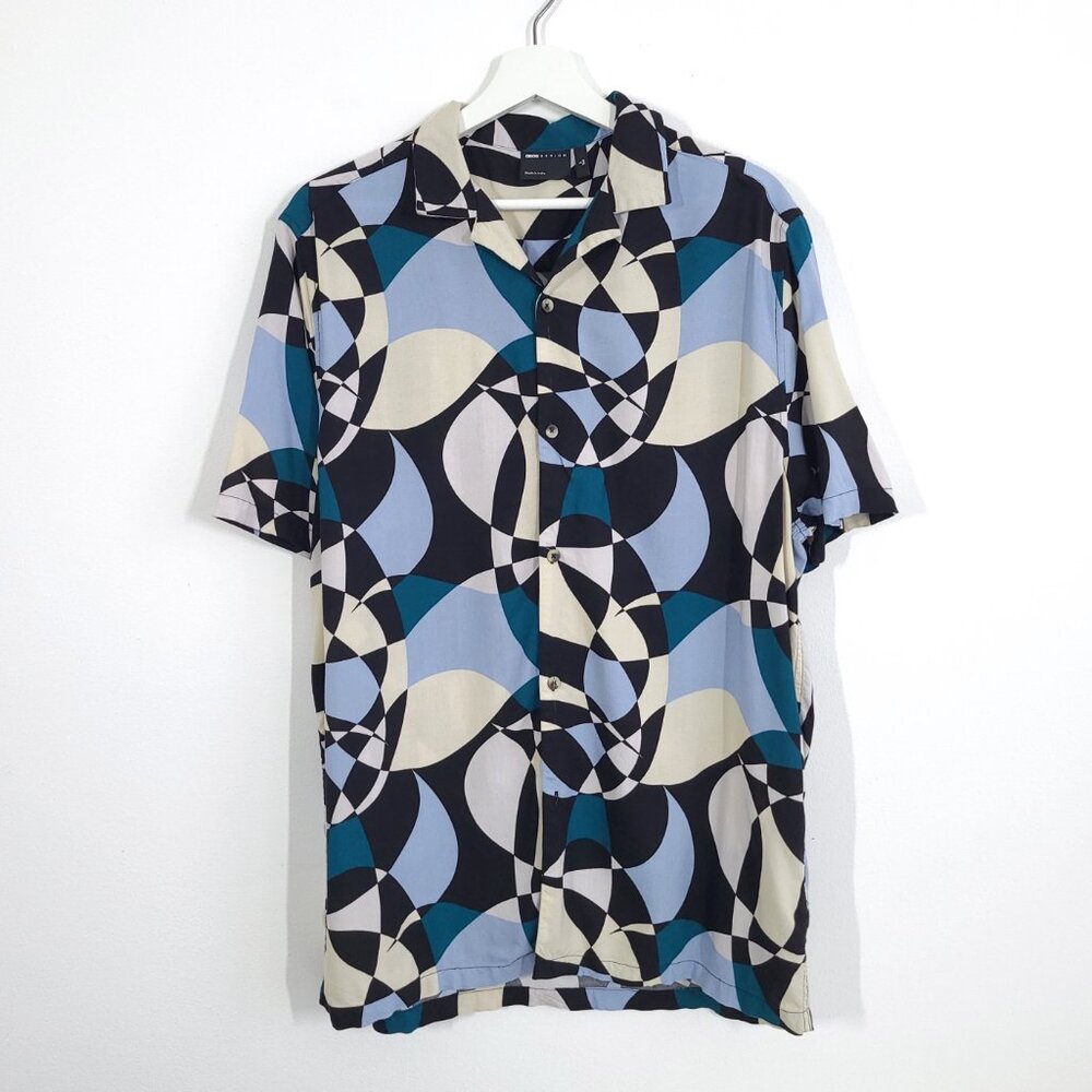 Asos Abstract Pattern Button Down Shirt - Small T… - image 3